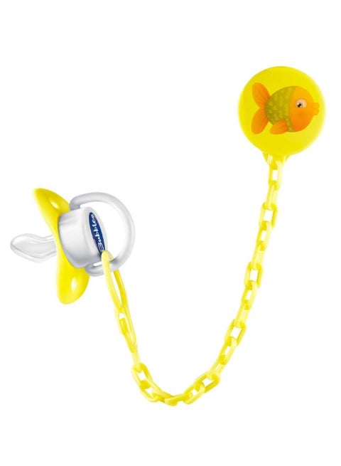 Bubbles Beveled Soother with Chain Multishape- Yellow   (M:6+)