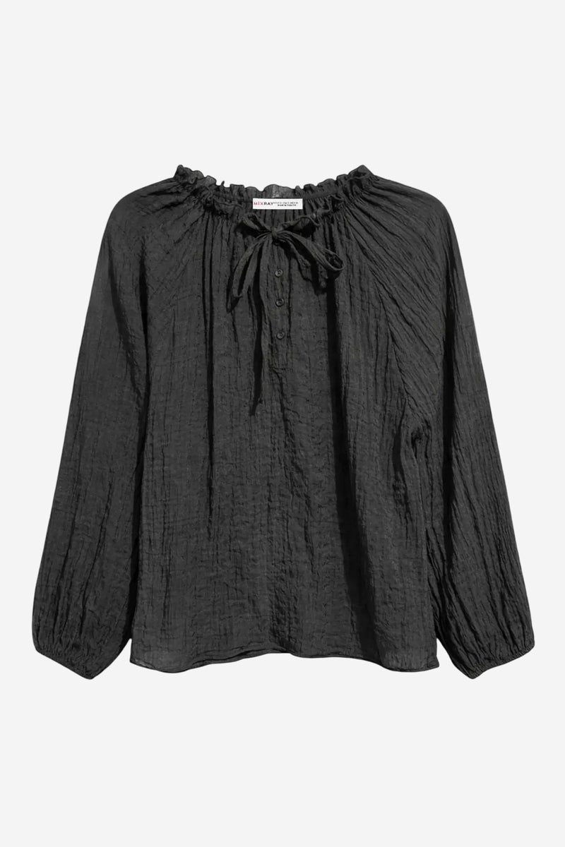 MIXRAY Crew Neck Tie Detail Blouse - Image 1