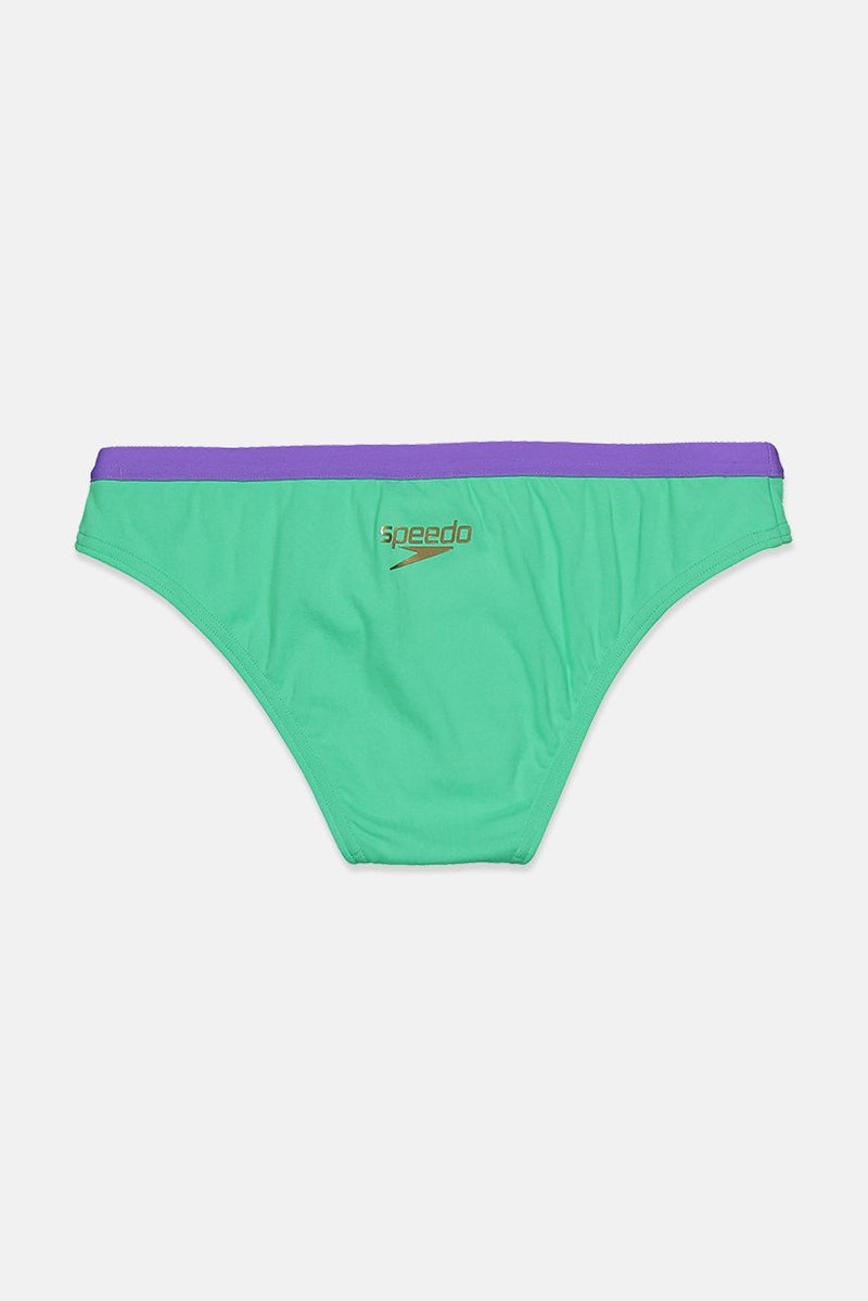 speedo Women Plain Print Bikini Bottom, Green and Purple - Image 2