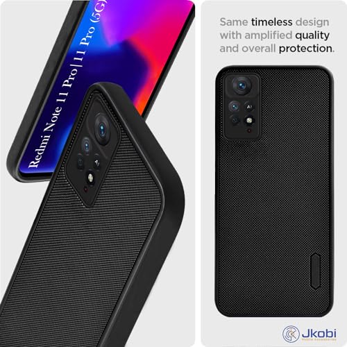 Jkobi Silicone Back Cover Case for Xiaomi Redmi Note 11 Pro |11 Pro 5G |11 Pro Plus 5G (Textured Grip Design | Camera Protection | Slim and Light Weight | Soft Touch and Feel | Black) - Image 3