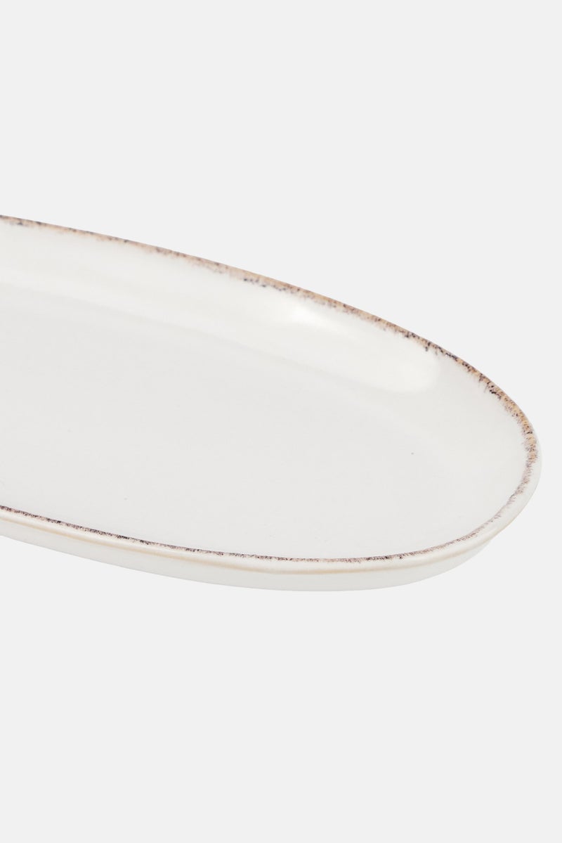 Muy Mucho طبق تقديم بيضاوي صغير من البورسلين، بيج - Image 3