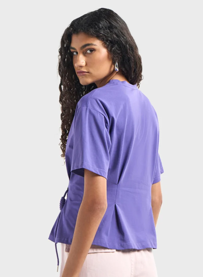 فاف Crew Neck Pleated Top