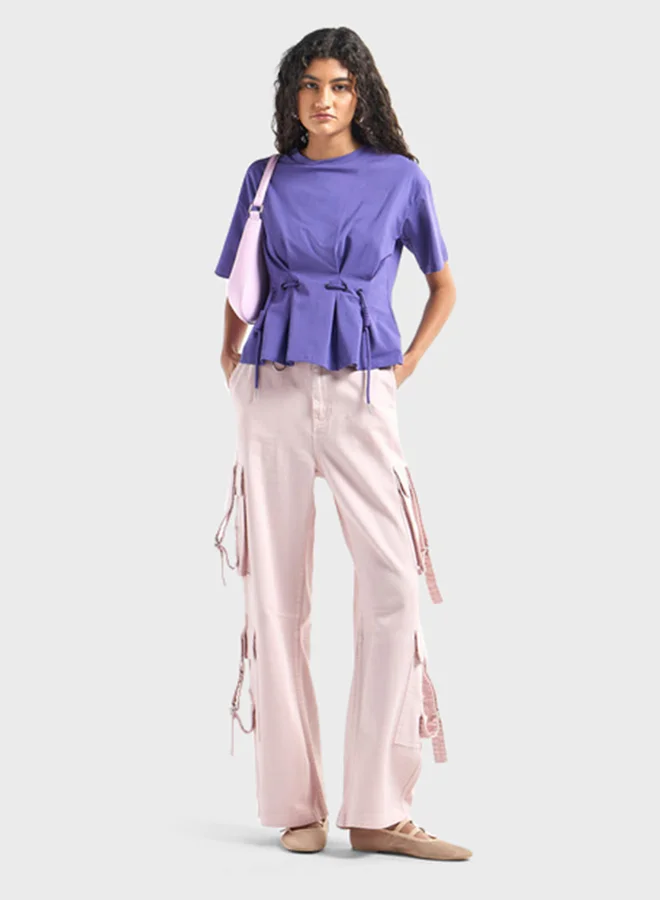 فاف Crew Neck Pleated Top