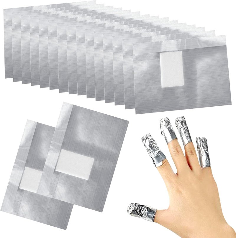 100 Pcs Foil Nail Wraps Nail Foils for Gel Nails Nail Foil Aluminium Wraps Remover with Preattached LintFree Cotton Pads for Manicure and Pedicure Nail Art Cleaner