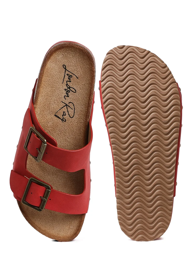 London Rag Studded Faux Leather Slip Ons in Red