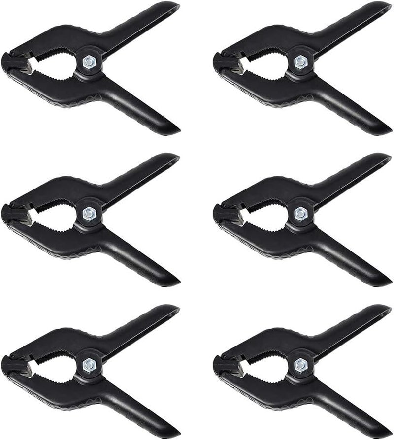 SLOW DOLPHIN Heavy Duty Spring Clamps Clip 4.5 Inch for Muslin/Paper Photo Studio Backdrops Background-6 Pack(Black) - Image 1
