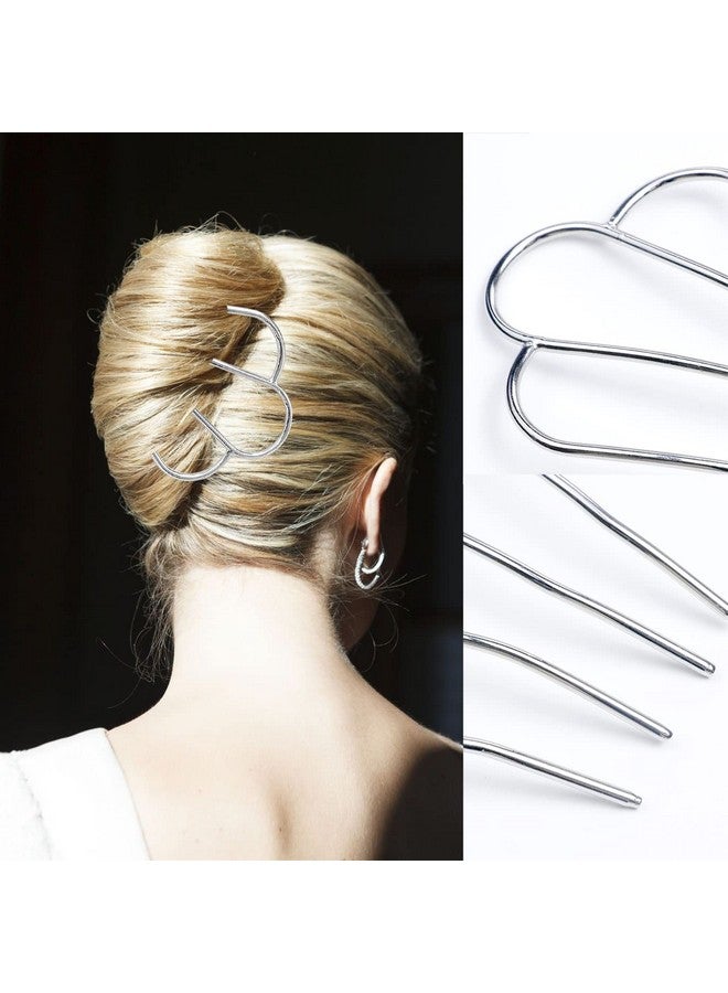 لابوهي LAPOHI 3 قطع من أمشاط الشعر الجانبية ودبابيس الشعر للكعكة، وعصي الشعر الكبيرة على شكل حرف U وشوك وأمشاط لتصفيف الشعر المرفوع الكلاسيكي وإكسسوارات الشعر (أسود وذهبي وفضي) - Image 5