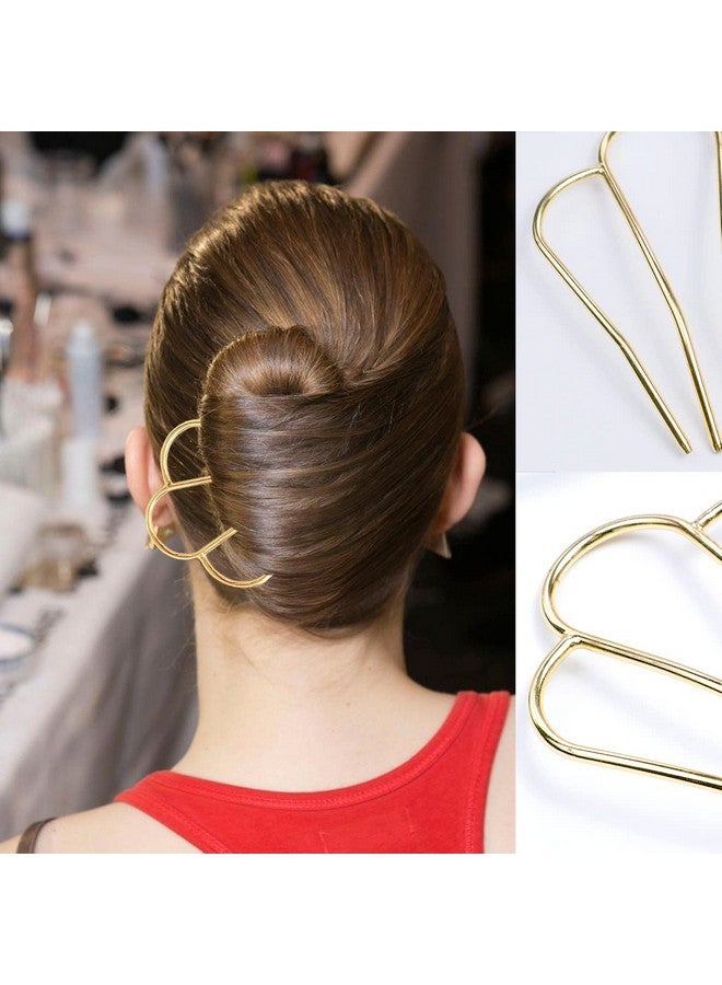 لابوهي LAPOHI 3 قطع من أمشاط الشعر الجانبية ودبابيس الشعر للكعكة، وعصي الشعر الكبيرة على شكل حرف U وشوك وأمشاط لتصفيف الشعر المرفوع الكلاسيكي وإكسسوارات الشعر (أسود وذهبي وفضي) - Image 3