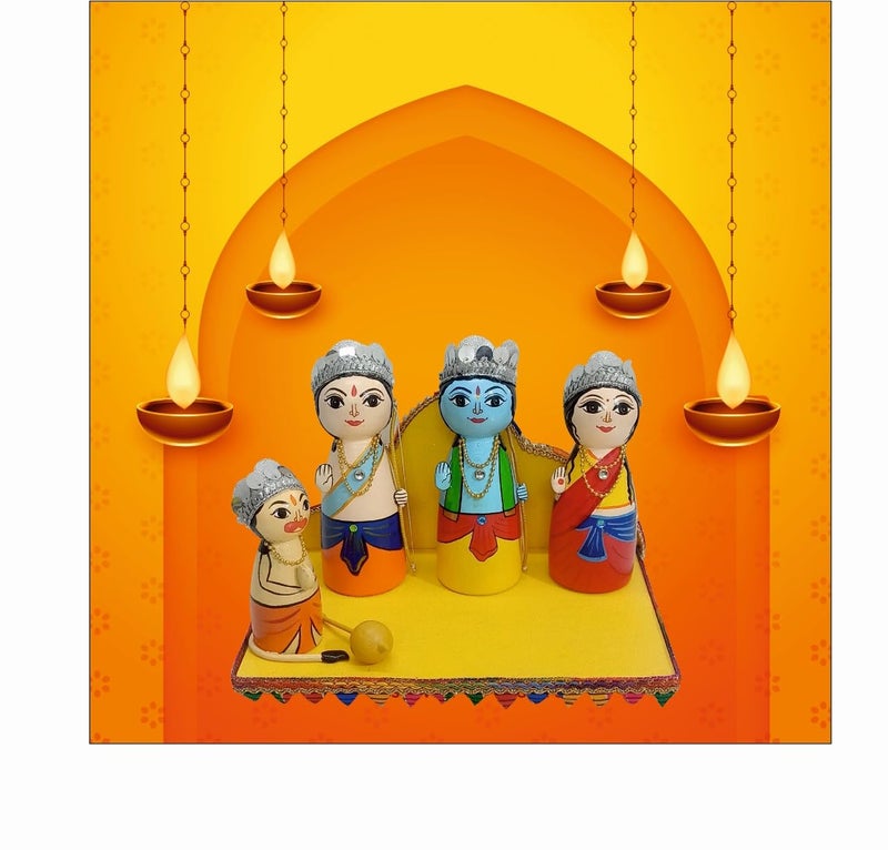 LISA WOODCO Lisa Handcrafted Multicolored Wooden Ram Darbar Set for Worship Special  - Image 2