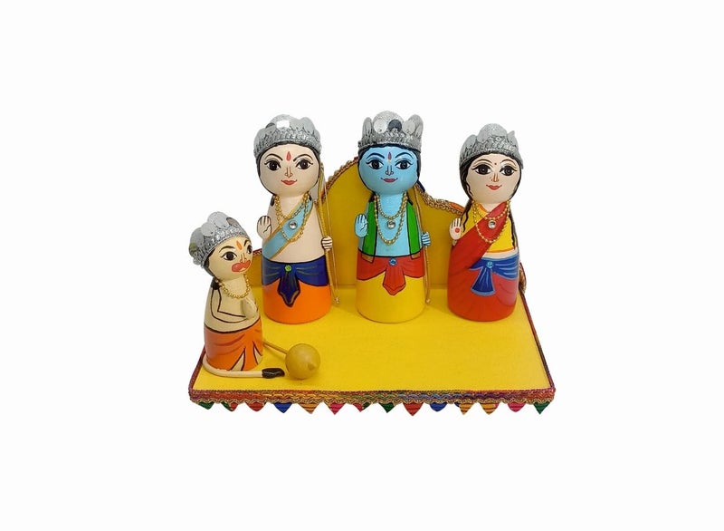LISA WOODCO Lisa Handcrafted Multicolored Wooden Ram Darbar Set for Worship Special  - Image 1