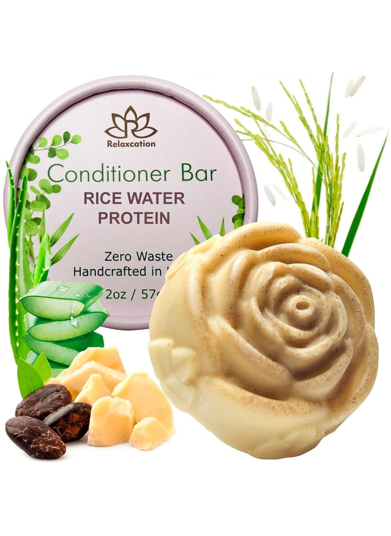 Relaxcation - Rice Water Protein Conditioner Bar for Hair Growth  Strengthening  ALOE VERA RICE PROTEIN RICE BRAN OIL COCOA BUTTER  Handmade in USA SulfateFree PhthalateFree ParabenFree - Image 1
