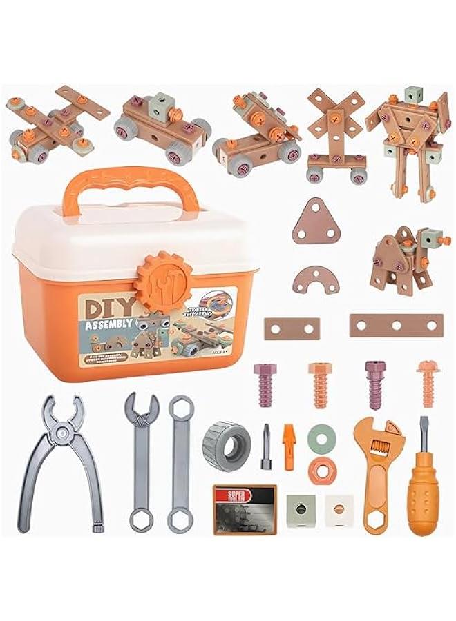 BWSJ Kids Tool Set 120 Toddler Tool Kit Construction Toy with Storage Box DIY Screw Puzzle Assembly Creative Engineering Building Kit Baby Pretend Play Toy  for Boy Girl Ages 36 - Image 1