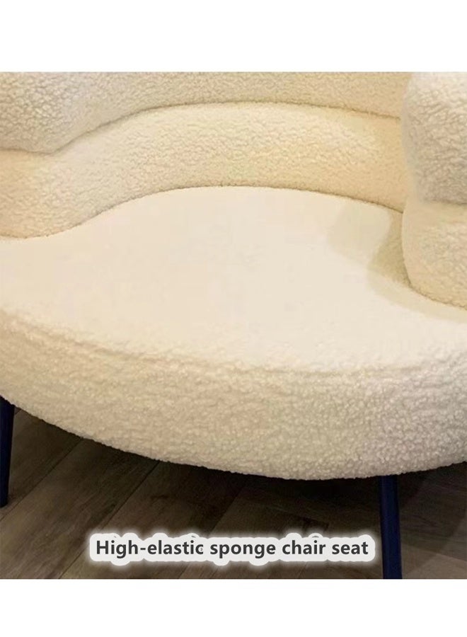 كوتيس كرسي أريكة معدني من كوتيس، كرسي مكياج لغرفة النوم وغرفة المعيشة، مصنوع من الفولاذ المخملي، أبيض/أسود، 62 × 38 × 60 سم - Image 4