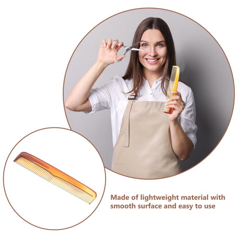 Professional Barber Comb Wide And Fine Teeth Two Ended Amber Plastic For Hair Cutting - Image 4