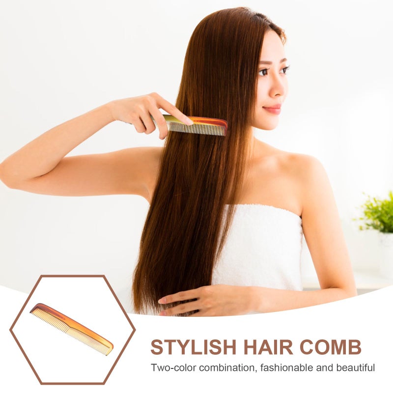 Professional Barber Comb Wide And Fine Teeth Two Ended Amber Plastic For Hair Cutting - Image 5