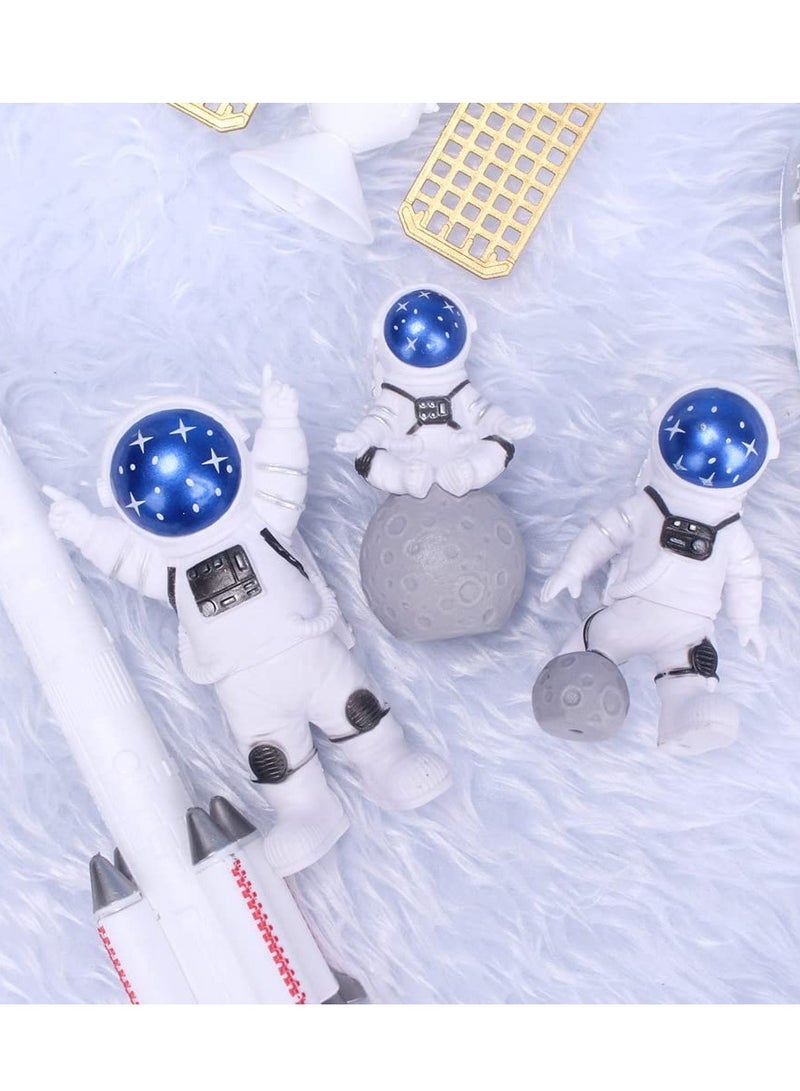 4 Pieces Astronaut Cake Toppers Set, Outer Space Birthday Decorations with Planet Rocket and Star Accents for Kids’ Parties - Image 4