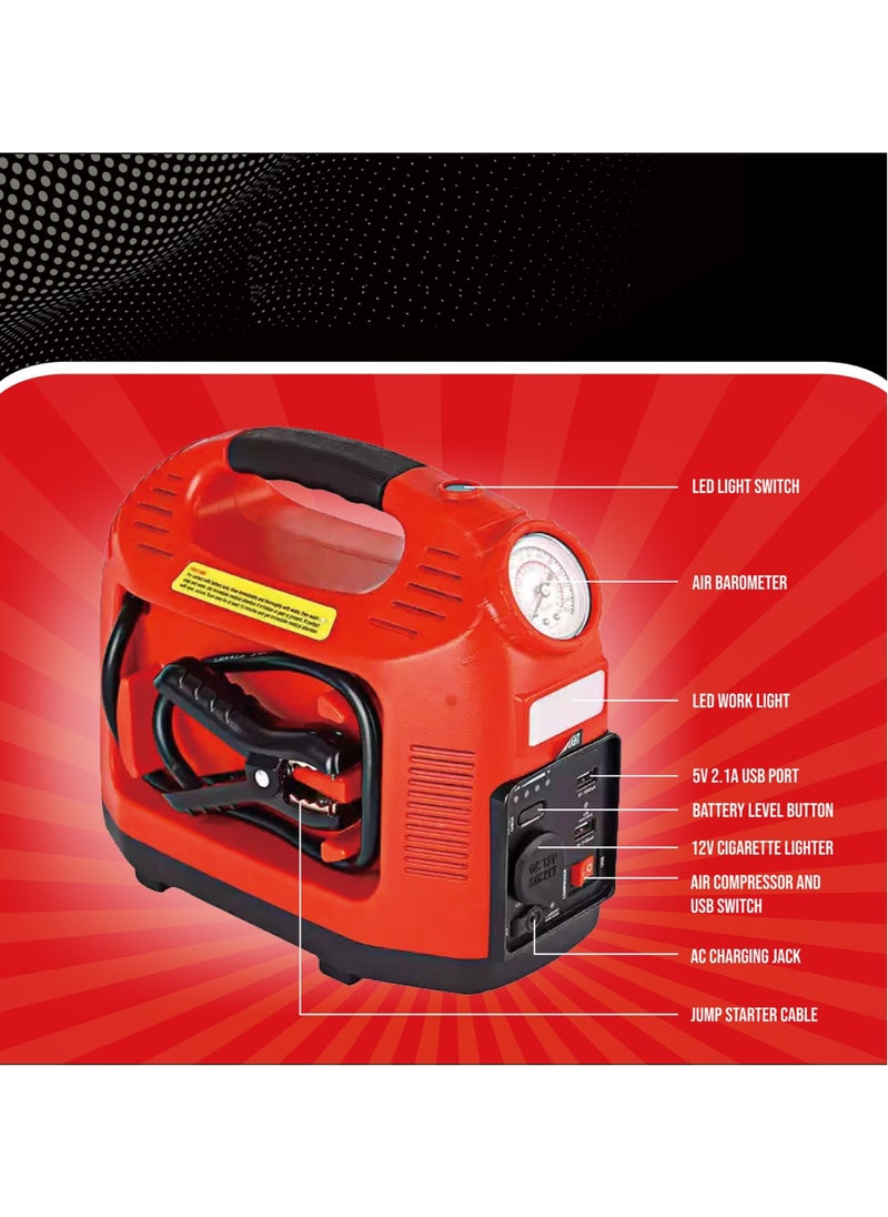 Generic 12V Emergency Jump Starter With 750 Peak Amps Air Compressor  - Image 2