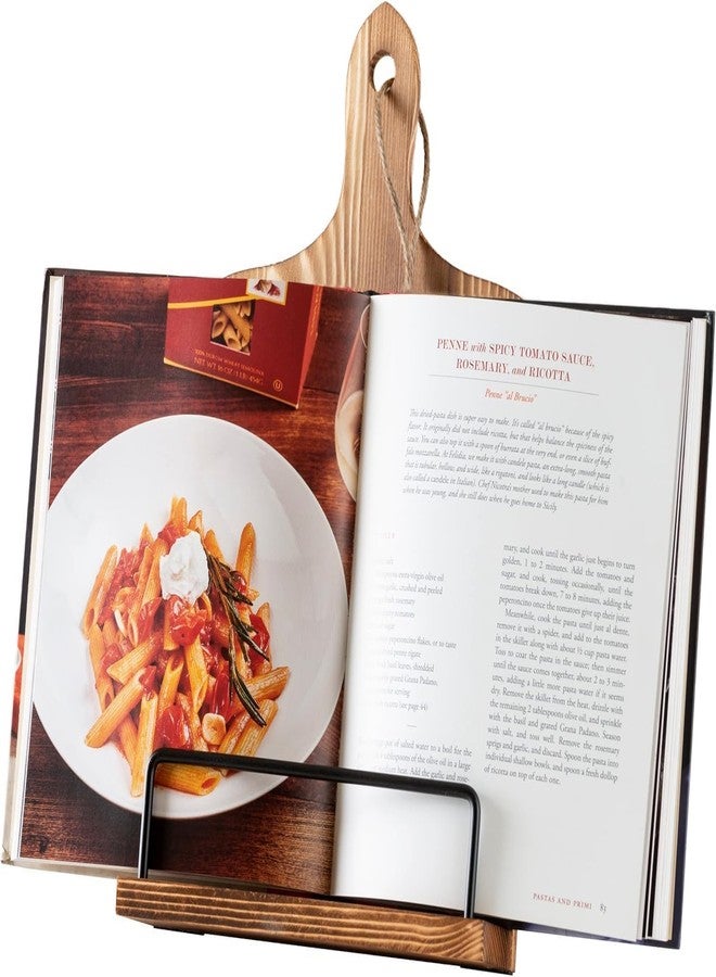 Willow & Croft Premium Cook Book Stand. Farmhouse Cutting Board Stand Cookbook Holder, Recipe Book Holder. Distressed Cookbook Stand for Kitchen Counter. Rustic Home Decor, Adjustable Display Stand. - Image 1