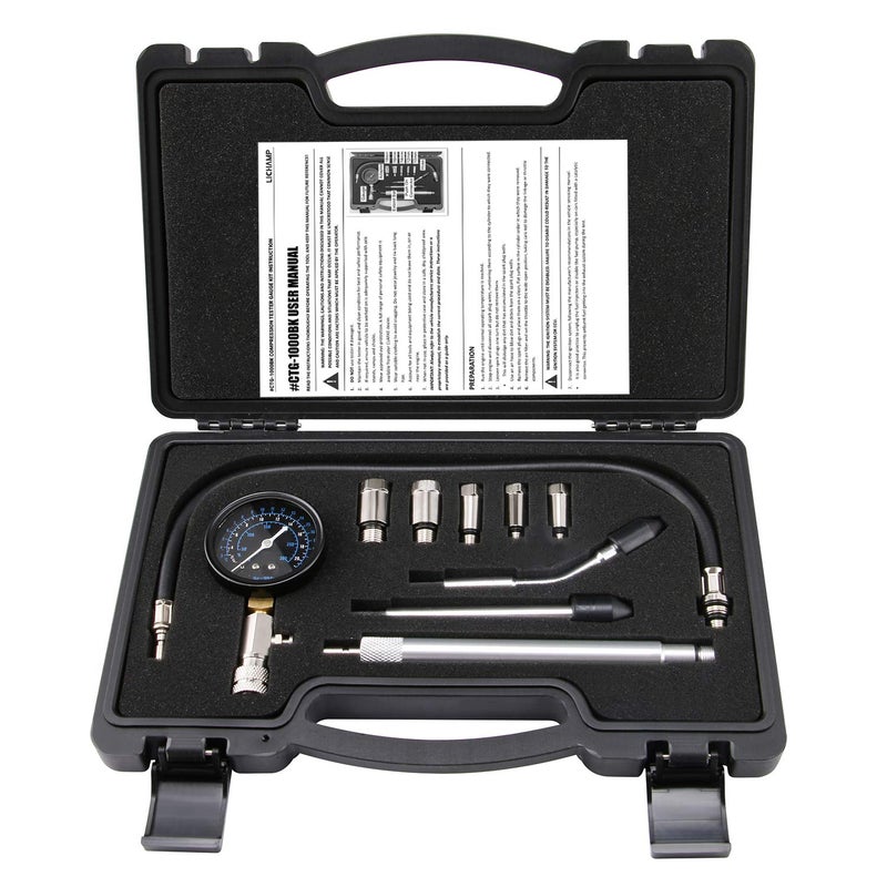 Lichamp Engine Compression Tester Automotive Master Petrol Engine Cylinder Pressure Gauge for Motorcycle Car Truck
