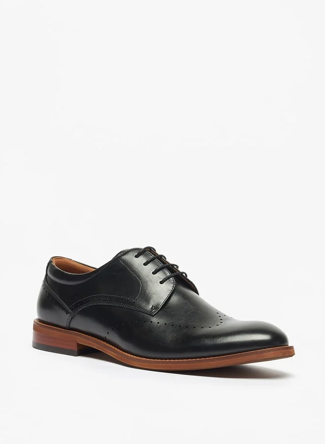 دوتشيني Men's Solid Derby Shoes with Lace-Up Closure