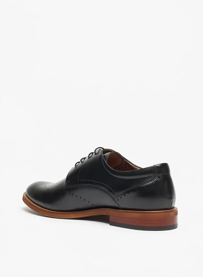 دوتشيني Men's Solid Derby Shoes with Lace-Up Closure