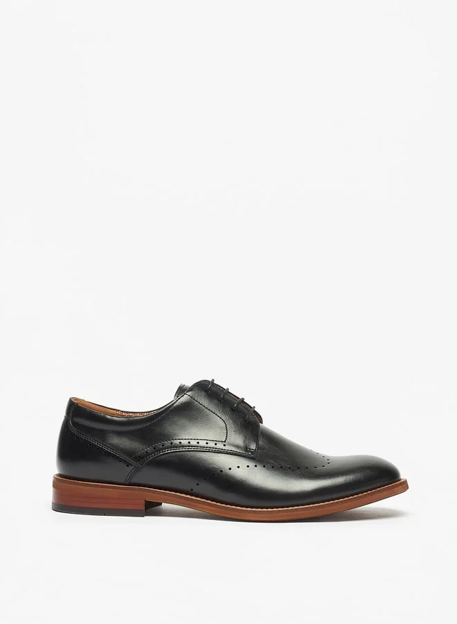 دوتشيني Men's Solid Derby Shoes with Lace-Up Closure