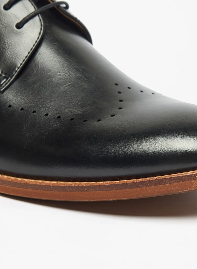 دوتشيني Men's Solid Derby Shoes with Lace-Up Closure