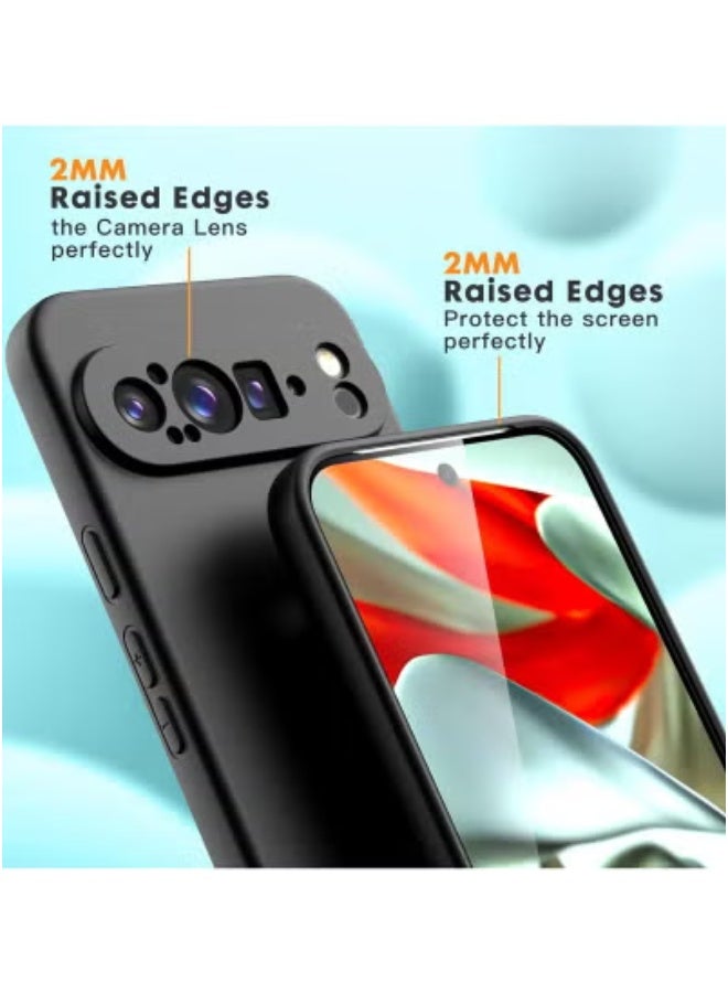 JAJEEK Case for Google Pixel 9 Pro XL | Soft TPU Liquid Silicone Shockproof Case (Black) + 2 Pack Tempered Glass Screen Protector | Full Body Protection | Anti-Scratch, Anti-Fingerprint, Durable Grip Cover | Flexible & Slim Fit Case for Pixel 9 Pro XL - Image 3