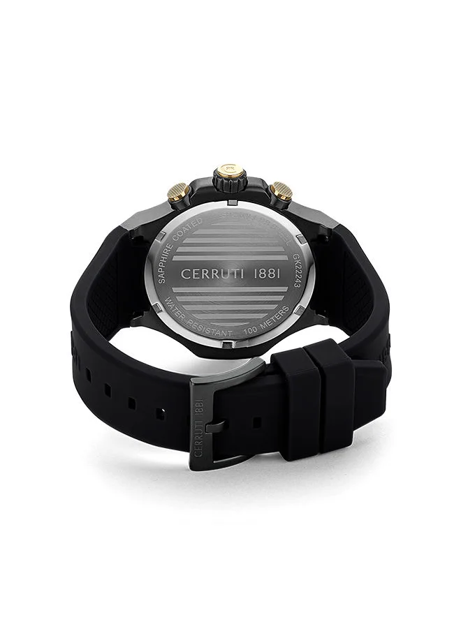 شيروتي 1881 Lucardo 44mm Men's Quartz Watch With Black Silicone-Leather Strap