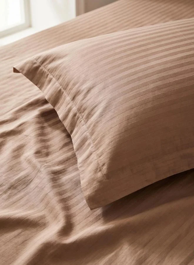 Styli Pack Of 2 - Stripe Single Fitted Bedsheet(Single Bedsheet And Pillow Cover)