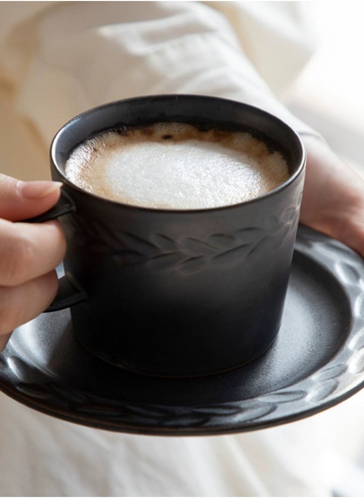 Perfii Set of 4 200ml Porcelain Coffee Mug Set, Large Coffee Cups with Saucers Perfect for Coffee and Tea Lovers  - Image 5