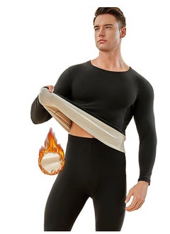 Men's Thermal Underwear Set Long Johns Ultra Soft Fleece Lined Base Layer Set for Cold Weather Thermal Underwear for Men Long Sleeve Pajama Top and Bottom Set L