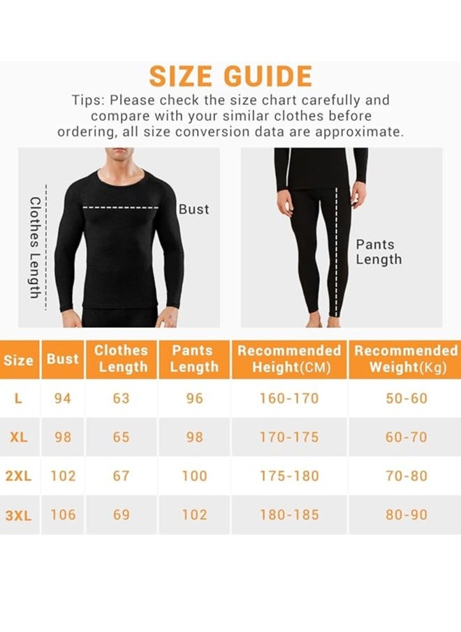 RATSAW - Men's Thermal Underwear Set Long Johns Ultra Soft Fleece Lined Base Layer Set for Cold Weather Thermal Underwear for Men Long Sleeve Pajama Top and Bottom Set L - Image 1
