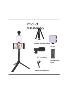 TECH Ay49T Vlogging Studio kits, Mobile Phone Holder + Hand Grip/Mini Tripod Compatible with Smartphones for TikTok, Youtube, Live Streaming, Vlogging"Like Me" LED Video Light + Microphone  - Image 2