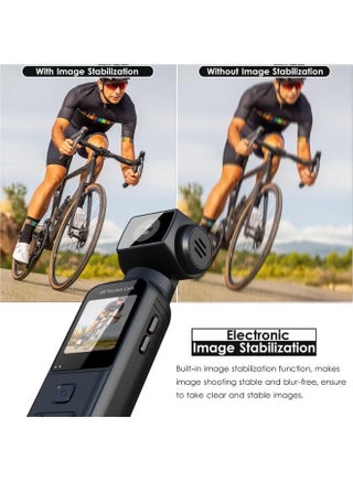 4K HD Camera, 270° Rotatable Large Wide Angle, Included 128G Card, 30m/98ft Underwater Camera with & Mic for Outdoor Riding Diving Shooting Vlog , 1000mAh Rechargeable - view 4