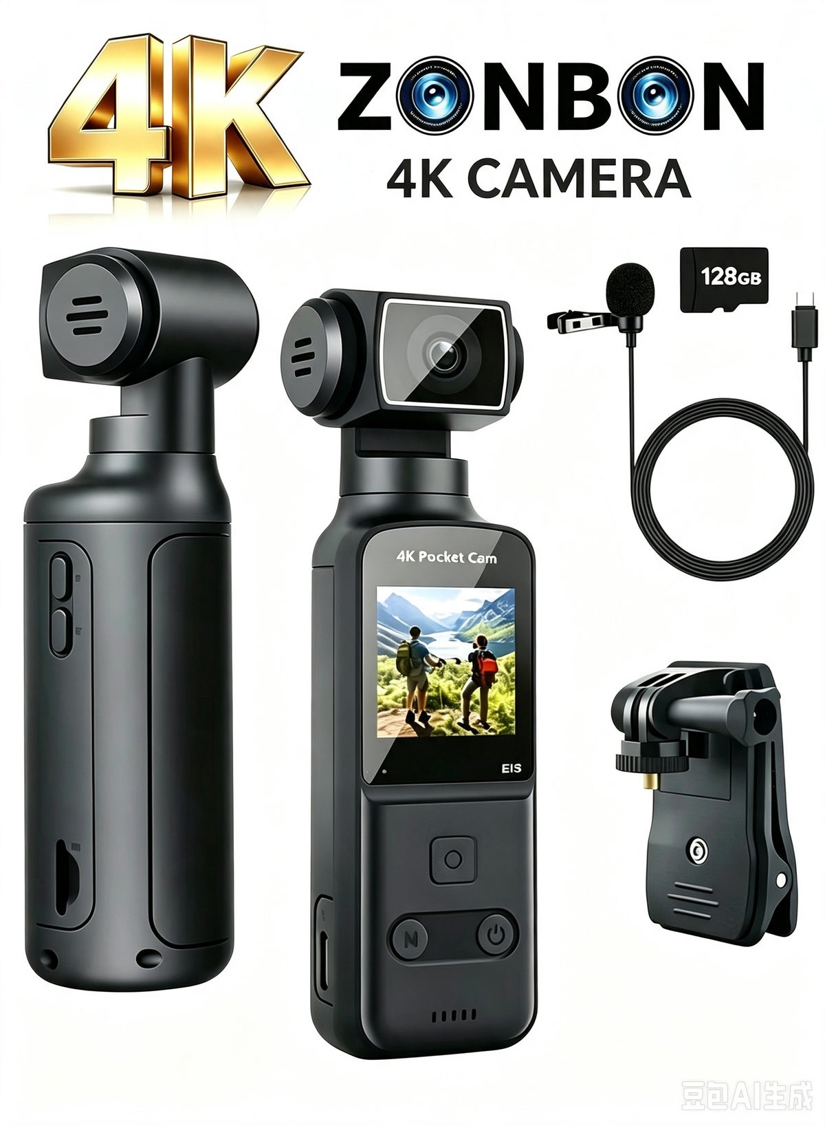 زونبون Zonbon 4k Hd Camera 270 Rotatable 128GB
