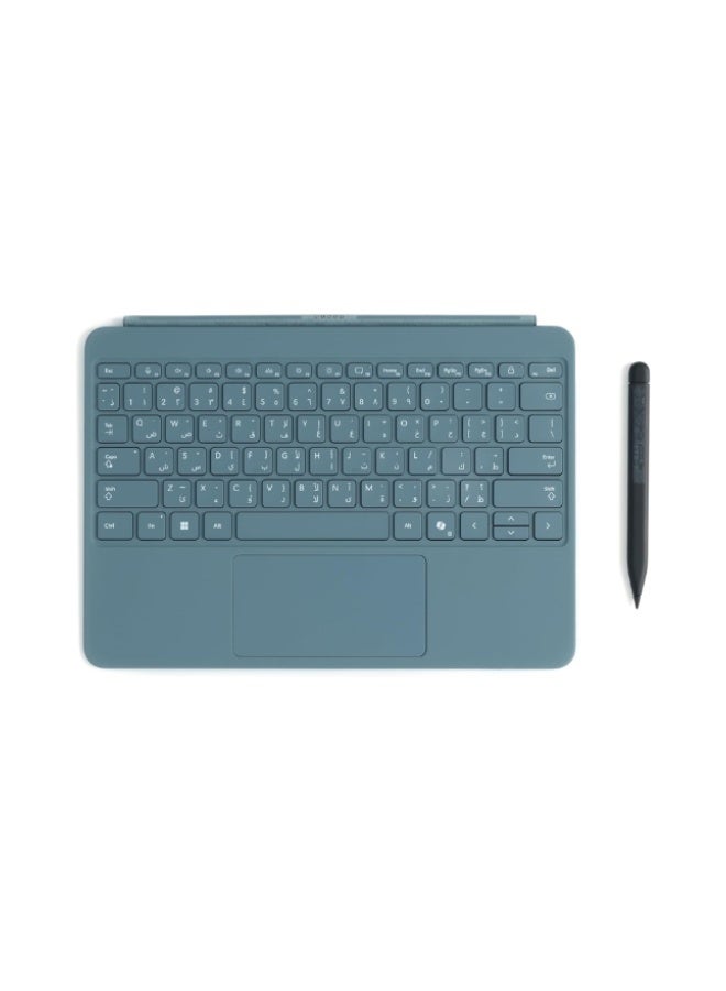 Microsoft Surface Pro 12 Inch English/ Arabic Keyboard with Slim Pen, Compatible with Surface Pro 12 Inch, Alcantara Material Ocean Blue - Image 1