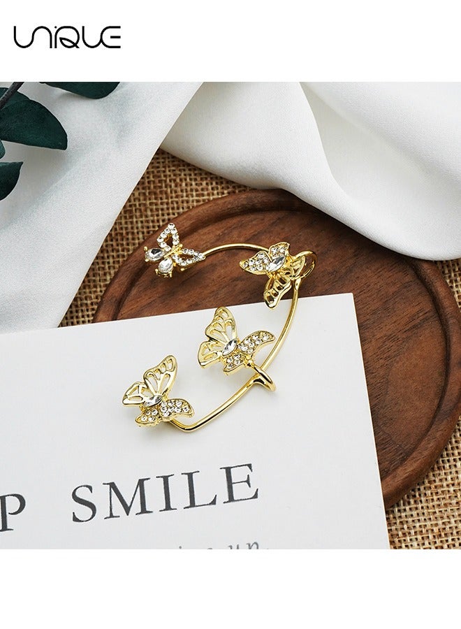 يونيك 1 زوج من خطافات الأذن - خطافات أذن فراشة مقطوعة - خطافات أذن مدمجة ذهبية - خطافات أذن مثقوبة مرصعة بالماس - صناعة يدوية - أنيقة وبسيطة - مناسبة لتأثيري حفلة موسيقية - هدايا - Image 4