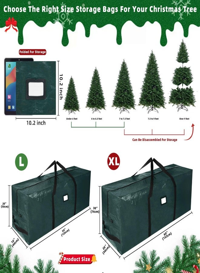 lucdnc Large Christmas Tree Storage Bags Heavy Duty Tree Bags Holiday Storage Bags Protects From Moisture Or Dust,Alternative To Xmas Tree Storage Box (Green, 7.5 Ft) - Image 3
