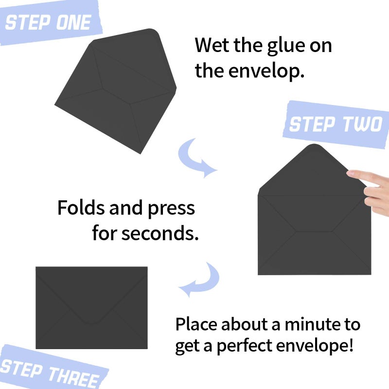 Ouzoustate A7 Envelopes 100 Pack Black Envelopes 5X7 V-Shaped Flap  Suitable For 5X7 Photos  Cards  Weddings  Invitations  Announcements  Baby Gifts 5.25 ""X 7.25"" (Black) - Image 3