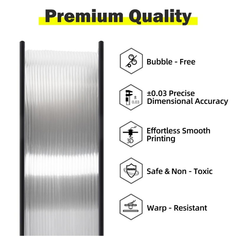 Geeetech TPU Filament 1.75mm, Shore 95A Flexible 3D Printer Filament with High Elasticity, 1KG (2.2lbs) Spool, Dimensional Accuracy Â±0.03mm, Fits Most FDM Printers (Clear/Transparent) - Image 5