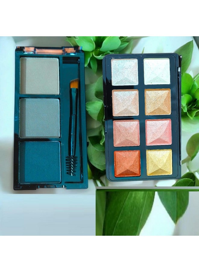 Lui Pui 3 in 1 Eyebrow Powder Palette With Shimmery Eyeshadow with Highly Pigmented Shades, Long Lasting Eye Makeup Palette - Image 2