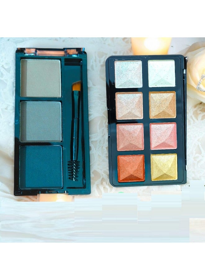 Lui Pui 3 in 1 Eyebrow Powder Palette With Shimmery Eyeshadow with Highly Pigmented Shades, Long Lasting Eye Makeup Palette - Image 3