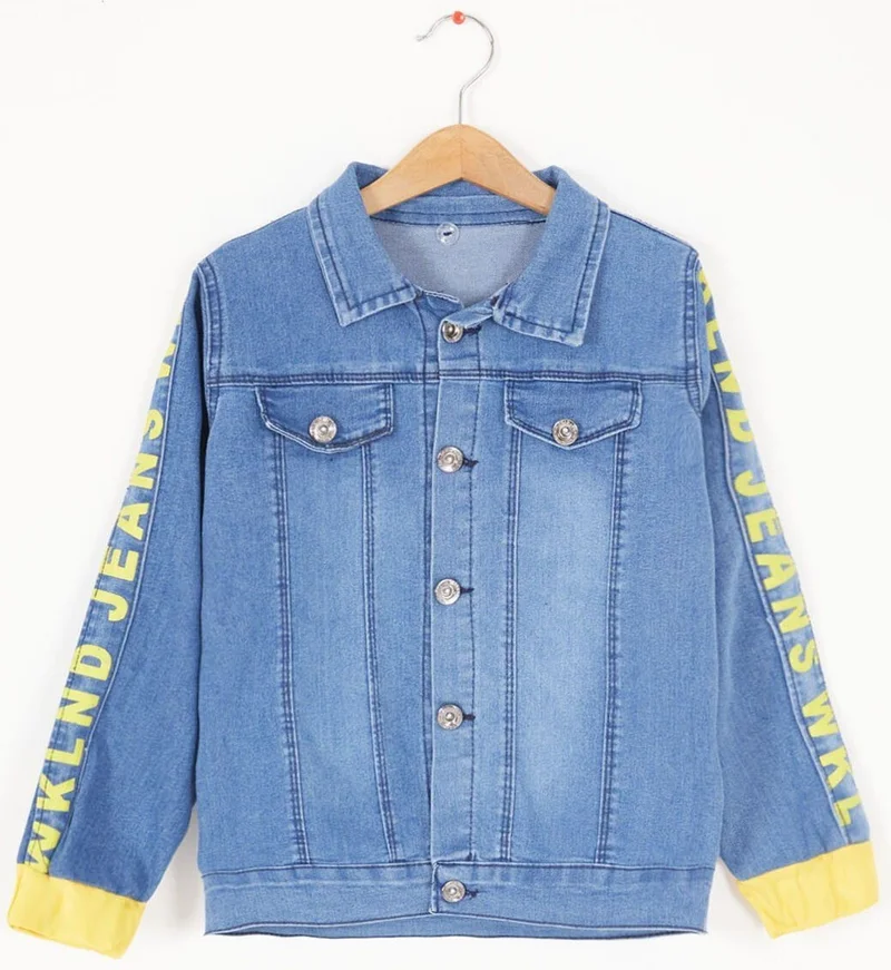 Miniğimin Cicileri My Little Ones Cicileri Hooded Wklnd Denim Boy's Jacket - Blue-Yellow