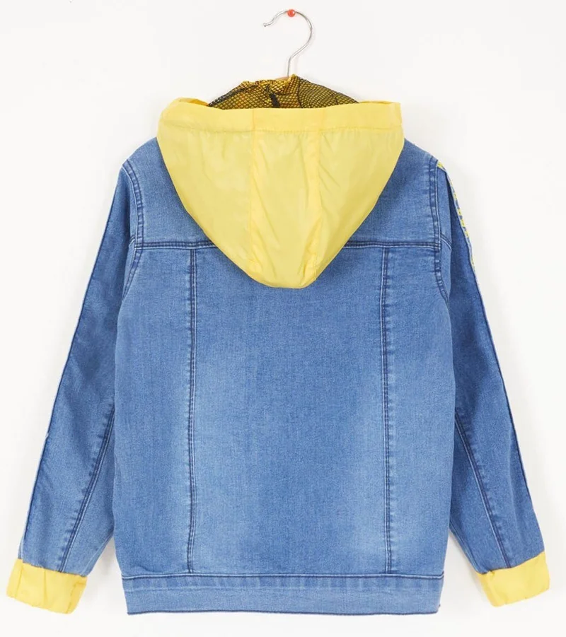 Miniğimin Cicileri My Little Ones Cicileri Hooded Wklnd Denim Boy's Jacket - Blue-Yellow