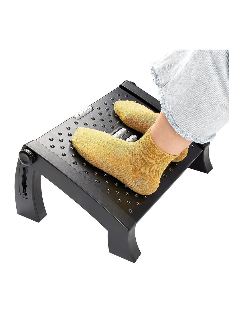 TRASSLE Foot Rest, Adjustable Height Foot Rest for Under Desk, Ergonomic Foot Stool Under Desk for office, Under Desk Footrest with Roller Massage, Comfortable Desk Foot Rest for Pressure Relief  - Image 1