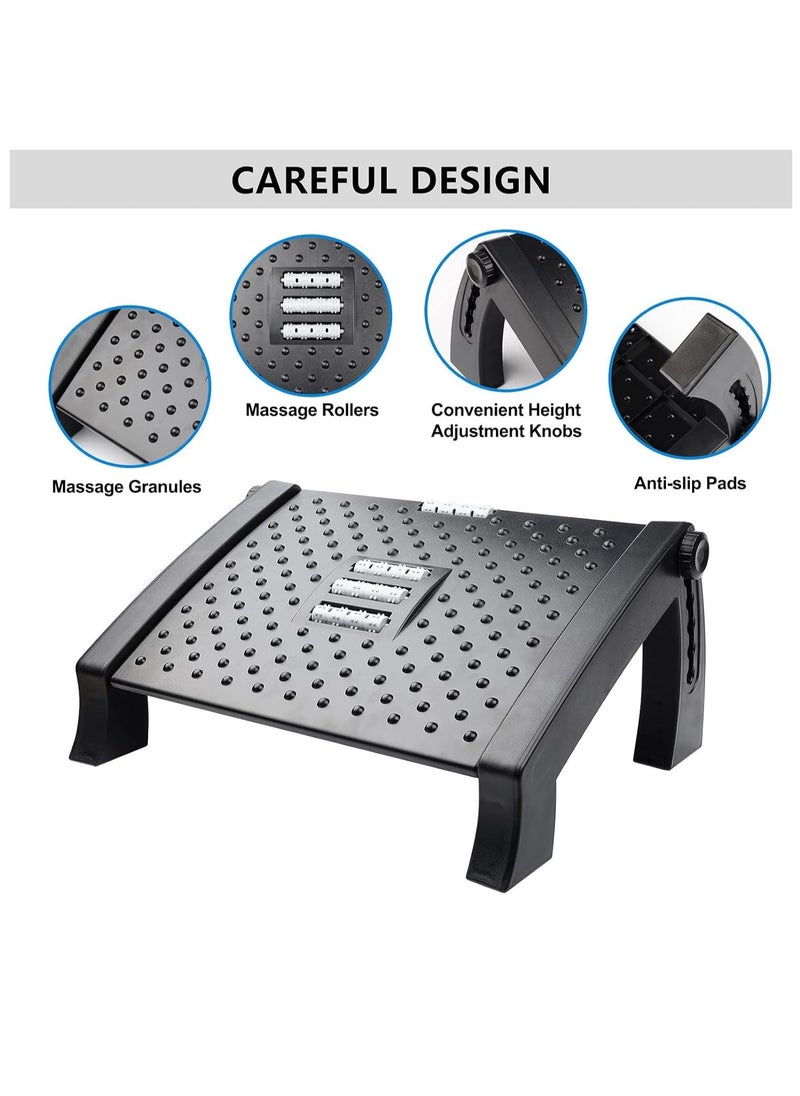 TRASSLE Foot Rest, Adjustable Height Foot Rest for Under Desk, Ergonomic Foot Stool Under Desk for office, Under Desk Footrest with Roller Massage, Comfortable Desk Foot Rest for Pressure Relief  - Image 2