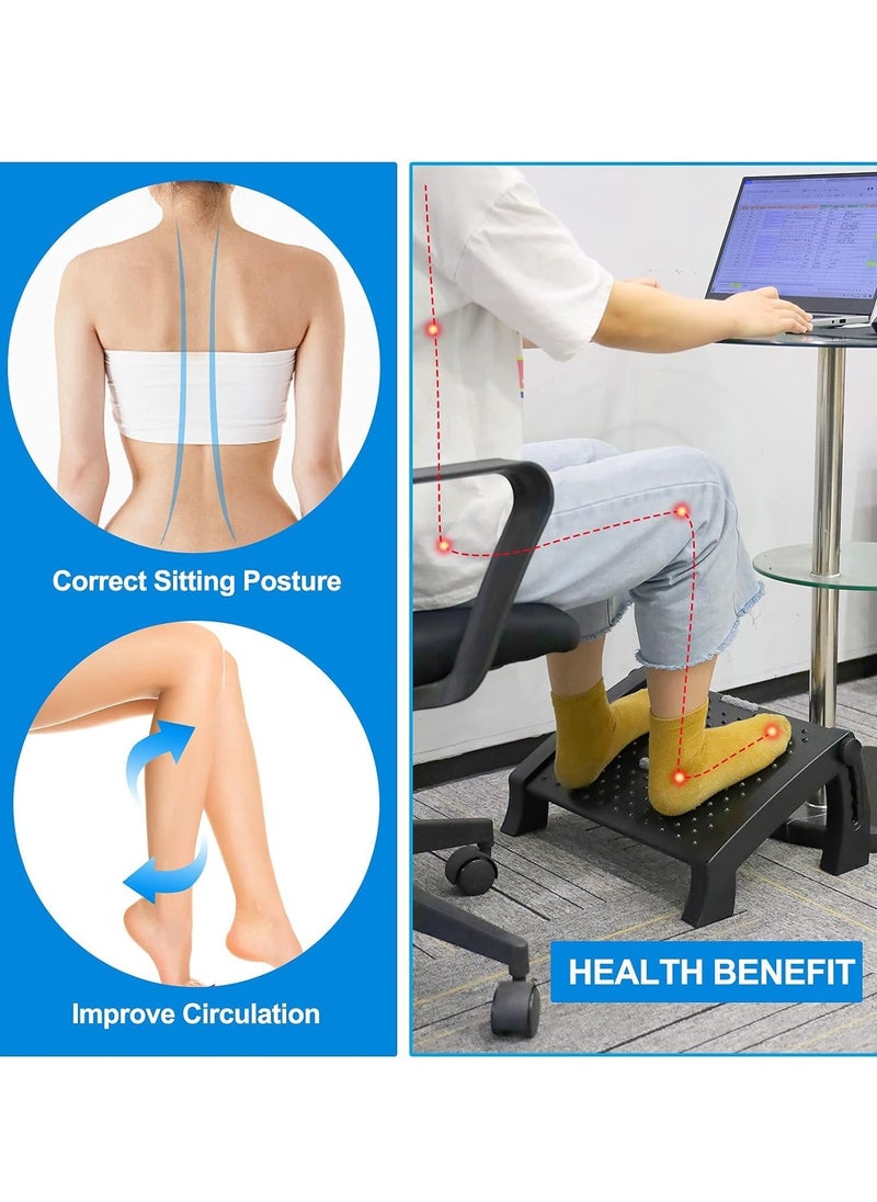 TRASSLE Foot Rest, Adjustable Height Foot Rest for Under Desk, Ergonomic Foot Stool Under Desk for office, Under Desk Footrest with Roller Massage, Comfortable Desk Foot Rest for Pressure Relief  - Image 3