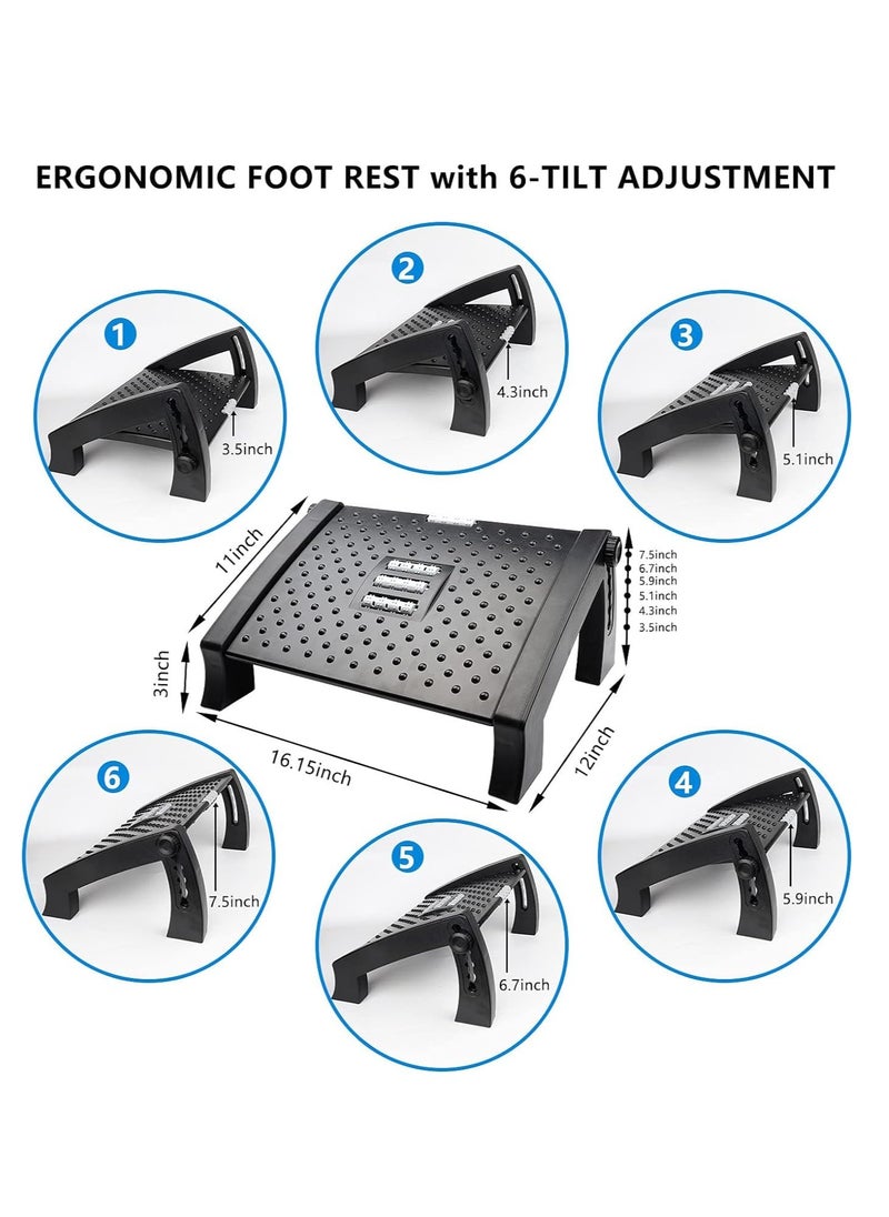 TRASSLE Foot Rest, Adjustable Height Foot Rest for Under Desk, Ergonomic Foot Stool Under Desk for office, Under Desk Footrest with Roller Massage, Comfortable Desk Foot Rest for Pressure Relief  - Image 4