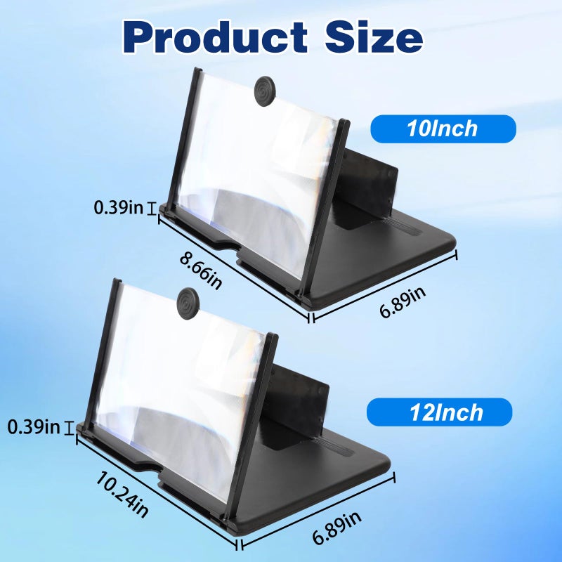 MeiAid 2026 Upgraded Big Screen Phone Magnifier,3D HD Screen Amplifier with Foldable Stand, Portable Mobile Magnifier for Movies & Gaming, Universal Compatible with All Smartphones (12in) - Image 5